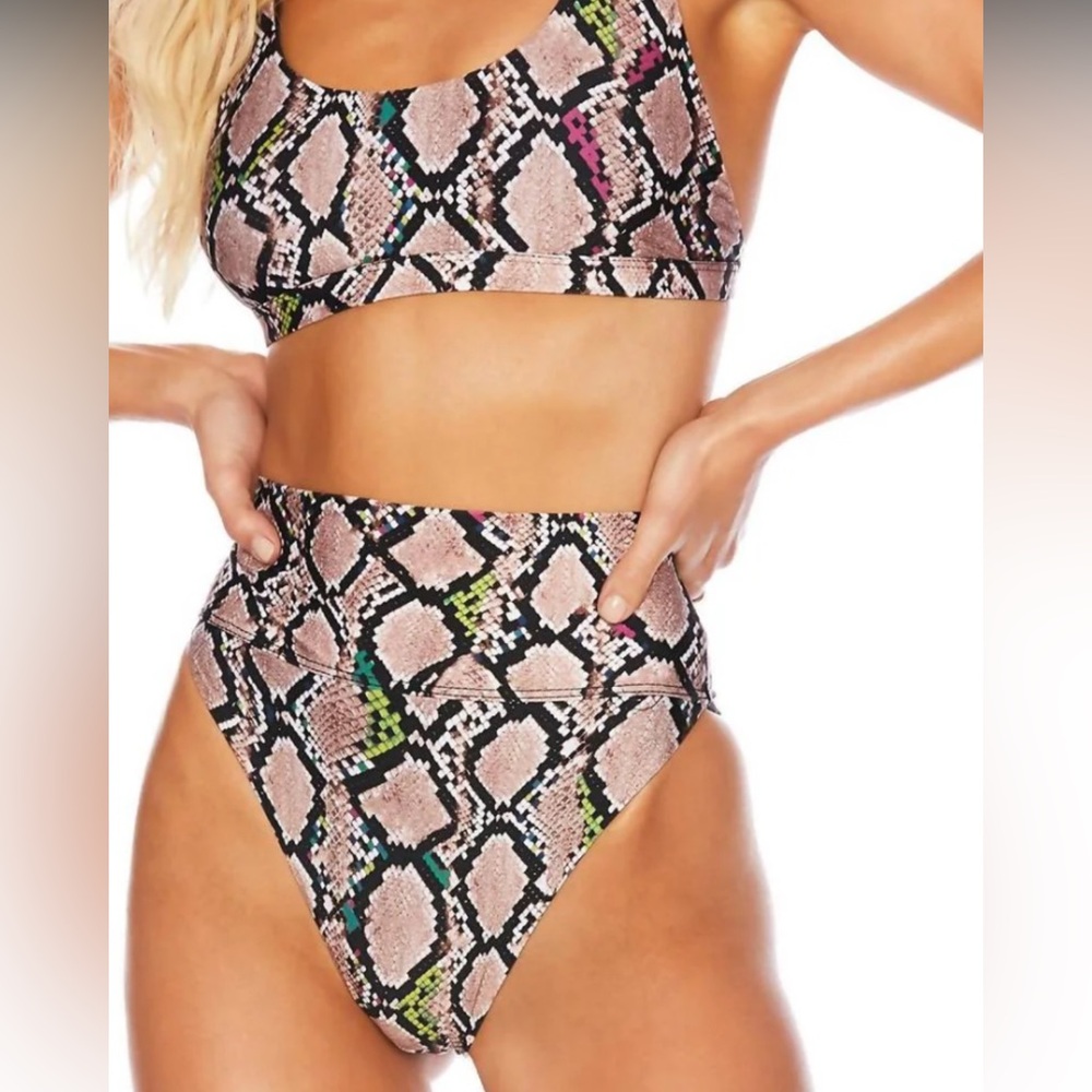 Beach Riot High-Waisted Snake Print Bikini Bottom